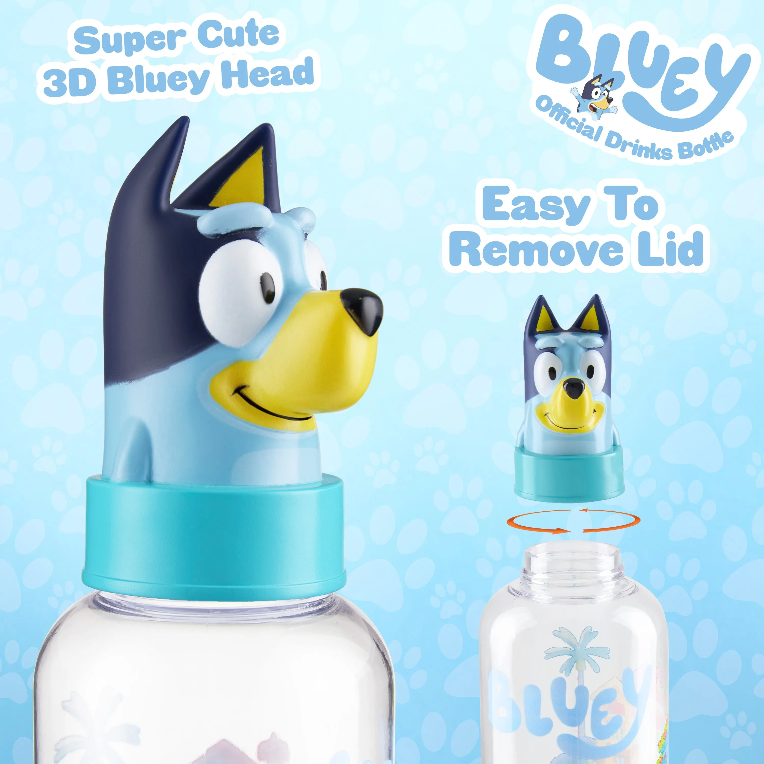 Bluey Water Bottle Kids 560ml Plastic Girls and Boys Water Bottle with Straw BPA Free