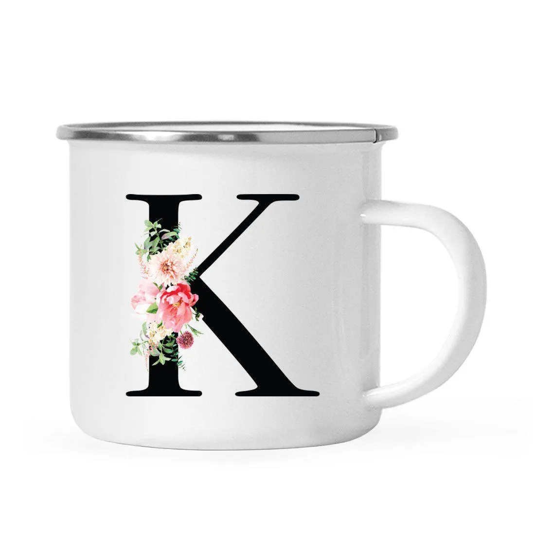 Blush Floral Monogram Campfire Coffee Mug