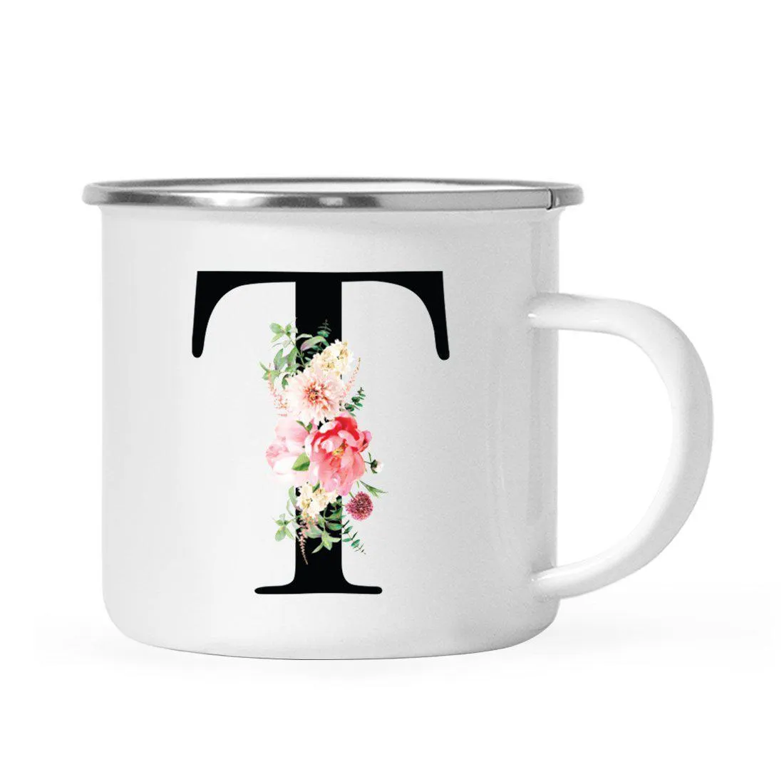 Blush Floral Monogram Campfire Coffee Mug