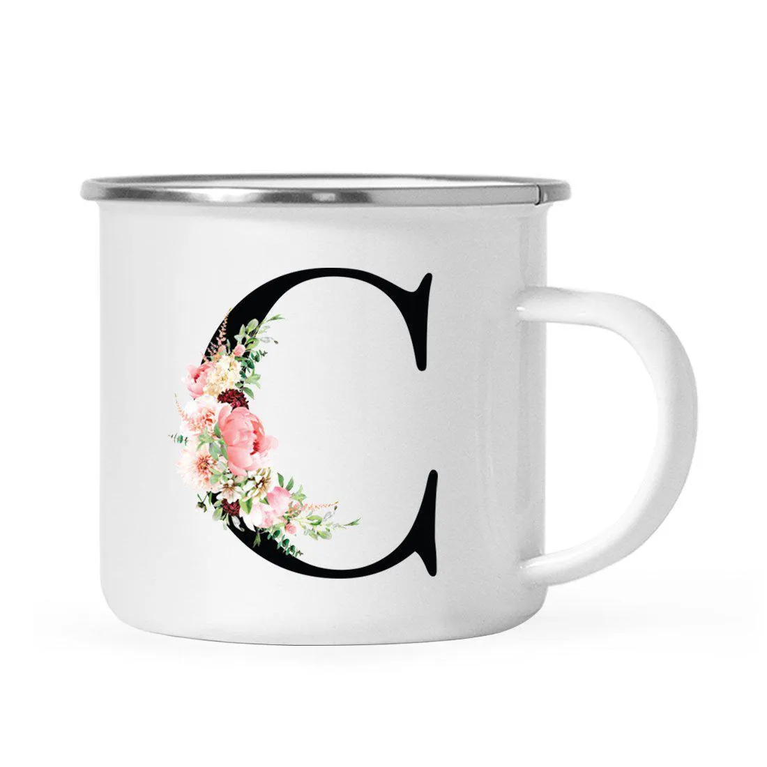 Blush Floral Monogram Campfire Coffee Mug