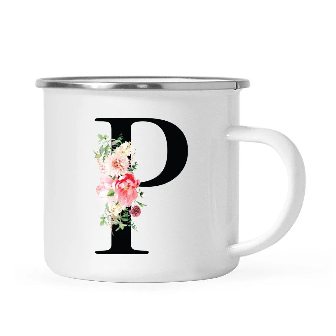 Blush Floral Monogram Campfire Coffee Mug