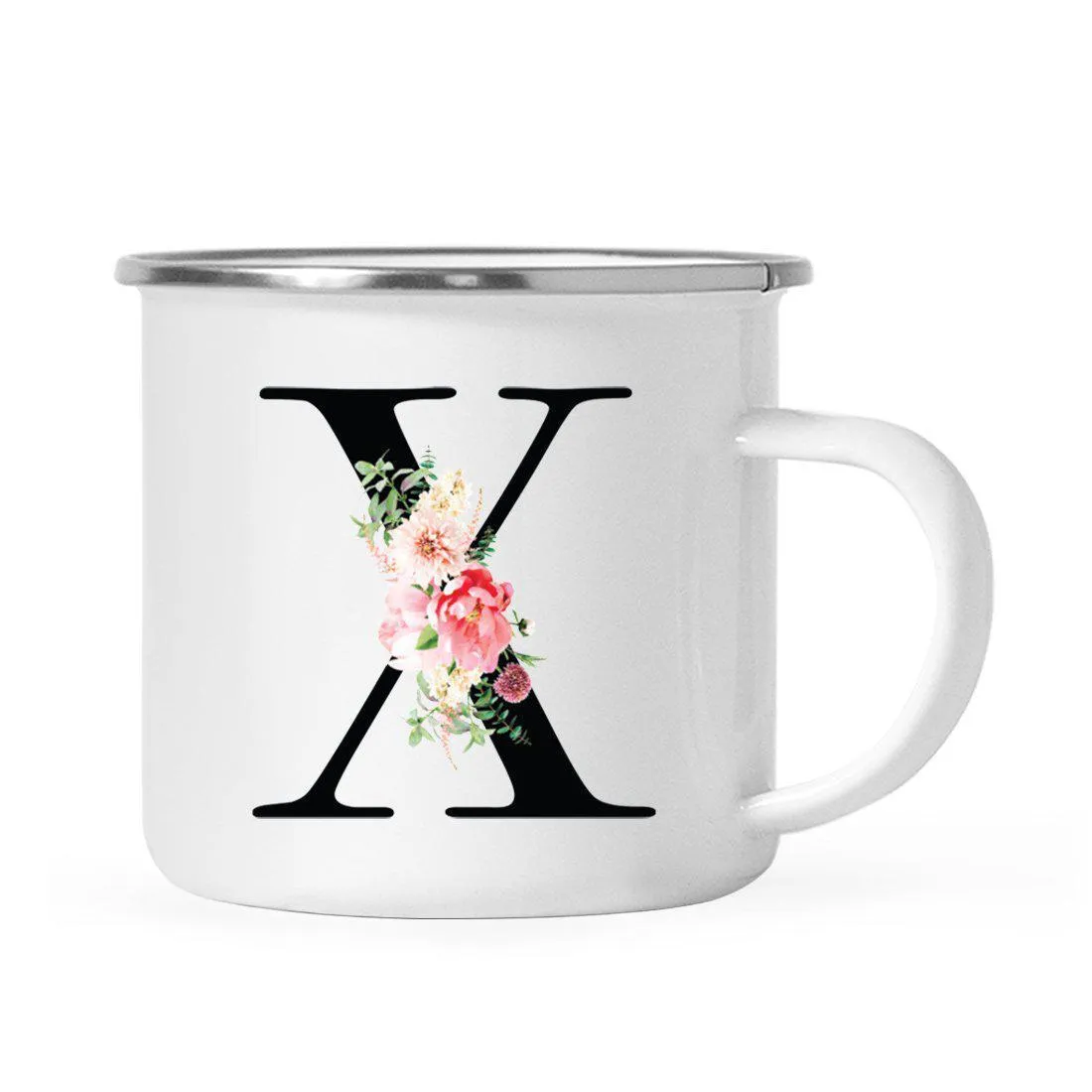 Blush Floral Monogram Campfire Coffee Mug