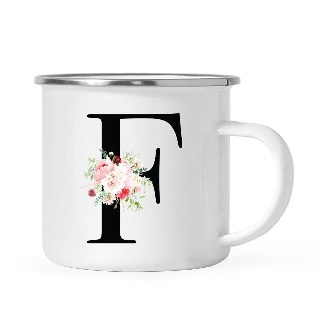 Blush Floral Monogram Campfire Coffee Mug