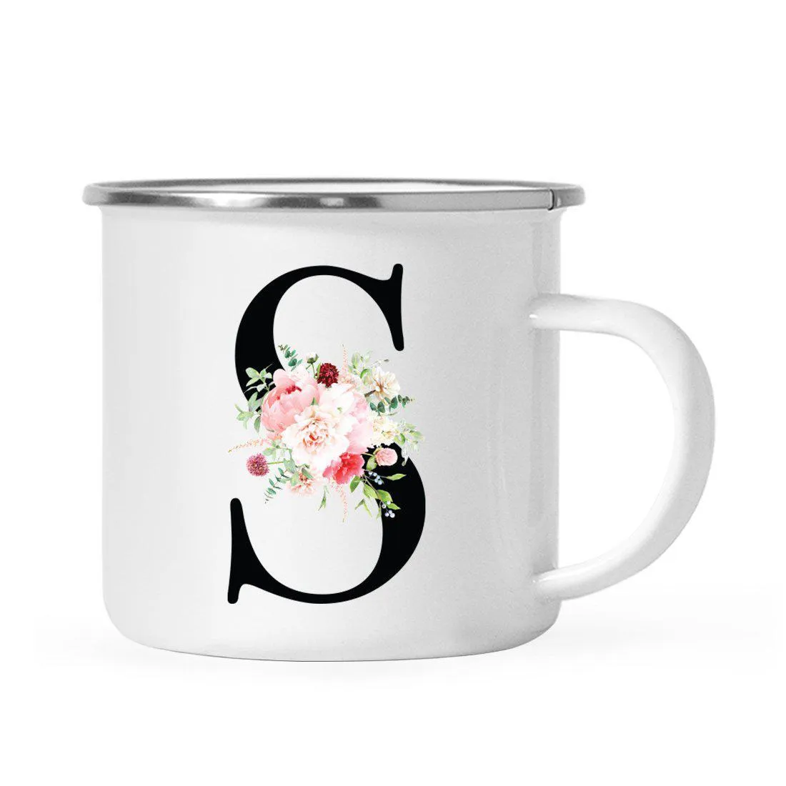 Blush Floral Monogram Campfire Coffee Mug