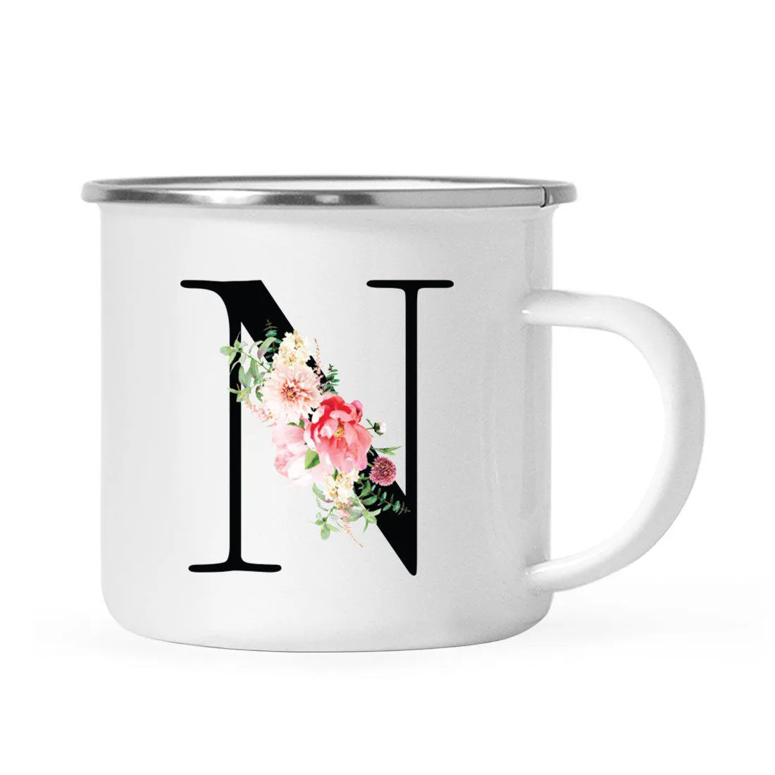 Blush Floral Monogram Campfire Coffee Mug