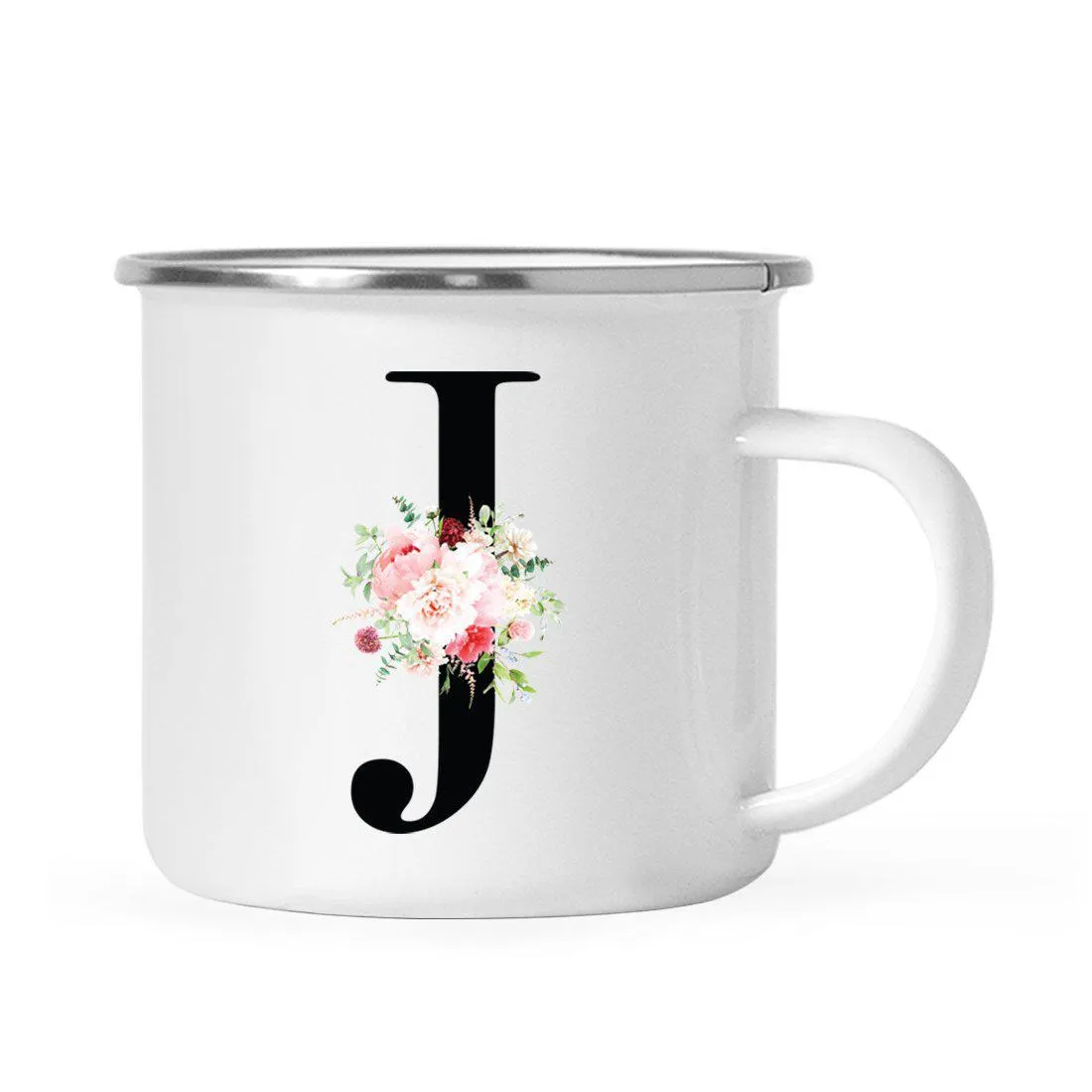 Blush Floral Monogram Campfire Coffee Mug