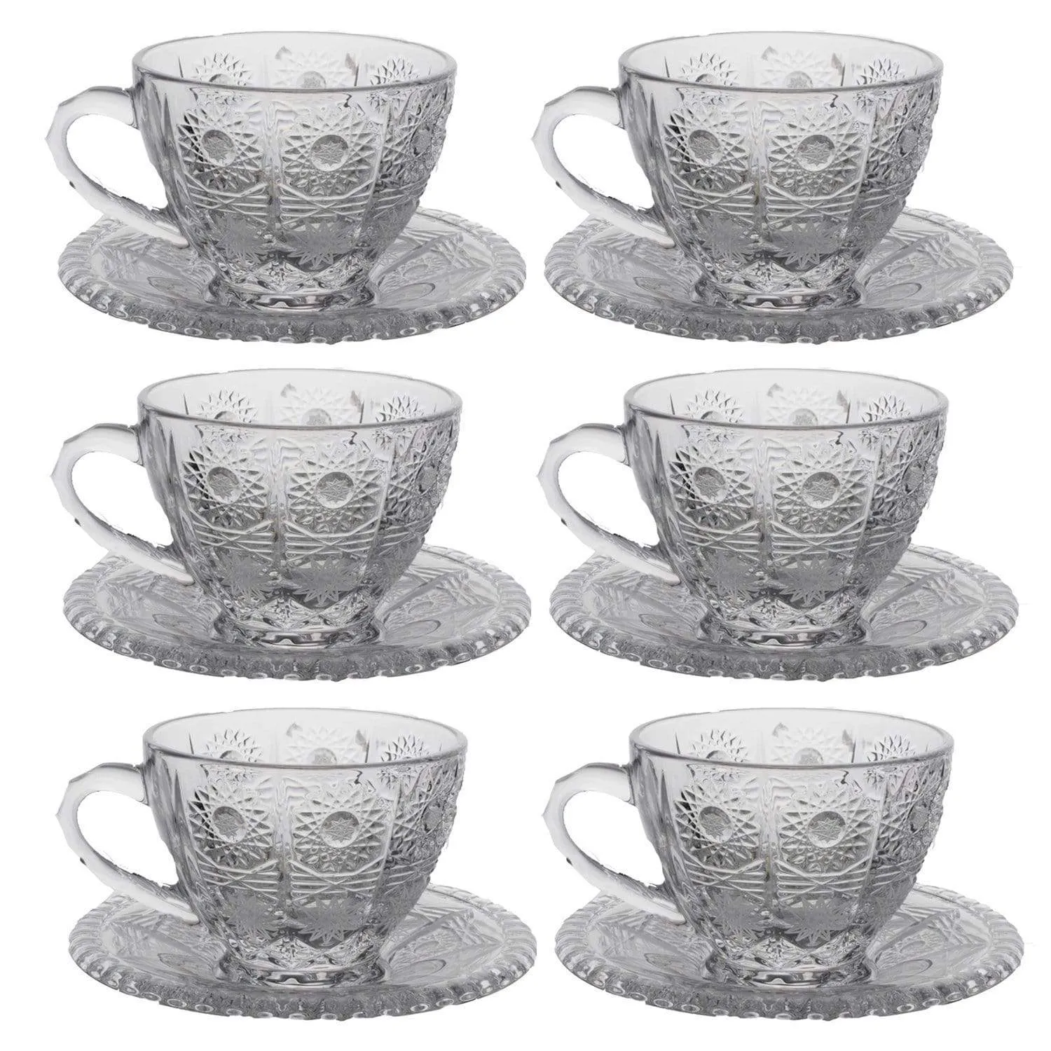 Bohemia Crystal Glass Sherine Cup and Saucer Set - Clear, 57001_625 - 5392149