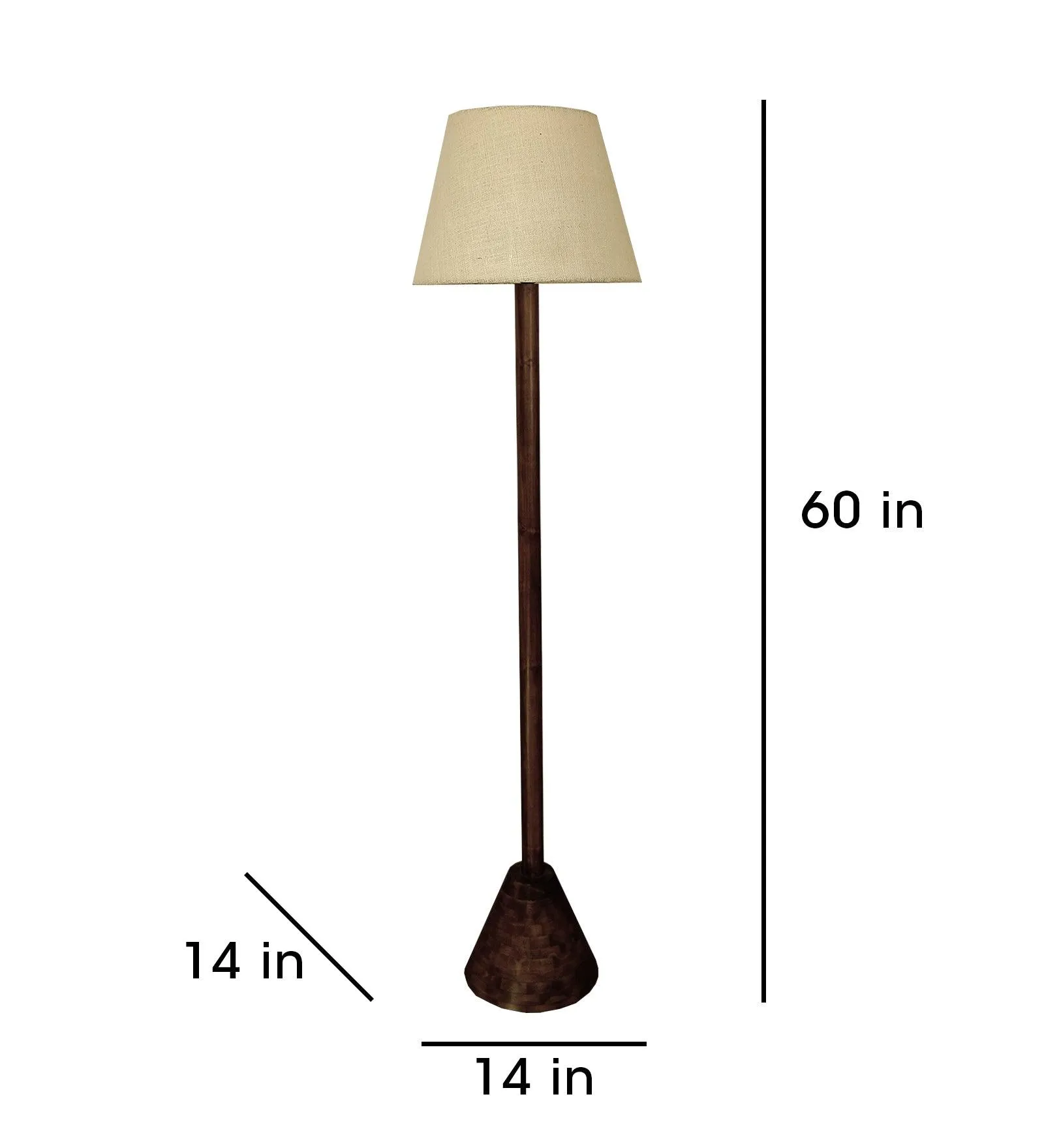 Brice Wooden Floor Lamp with Brown Base and Jute Fabric Lampshade