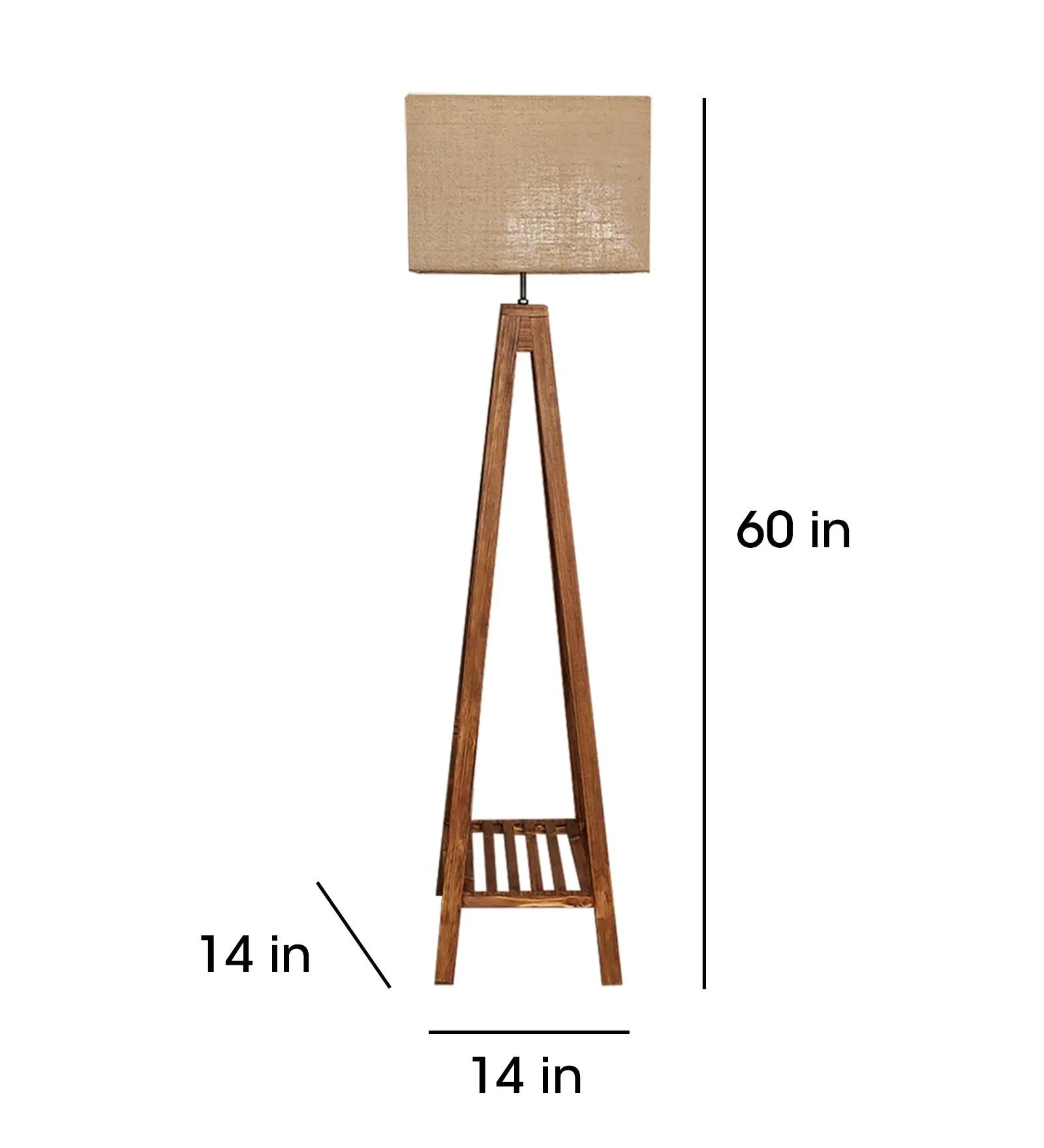 Brielle Wooden Floor Lamp with Brown Base and Beige Fabric Lampshade