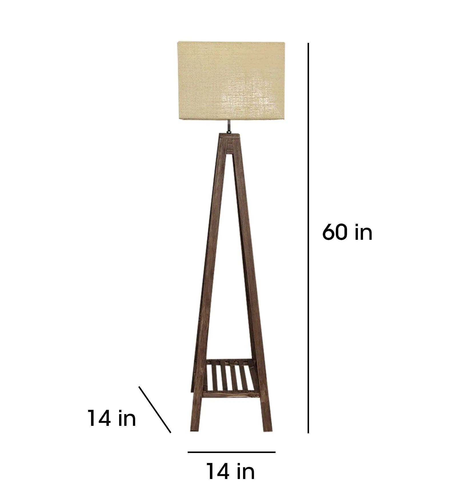 Brielle Wooden Floor Lamp with Brown Base and Beige Fabric Lampshade