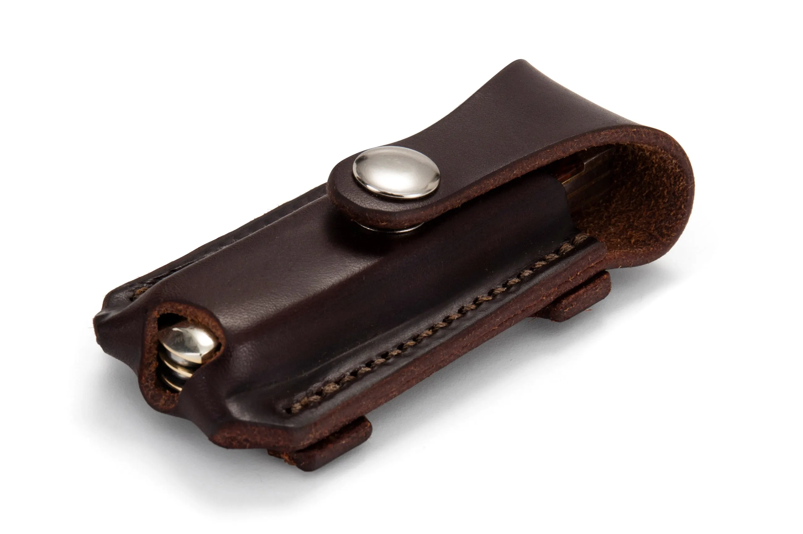 Button Close Pocket Knife Pouch - Dark Natural