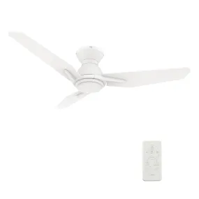 CALEN 48 inch 3-Blade Flush Mount Smart Ceiling Fan with LED Light Kit & Remote Control- White/White