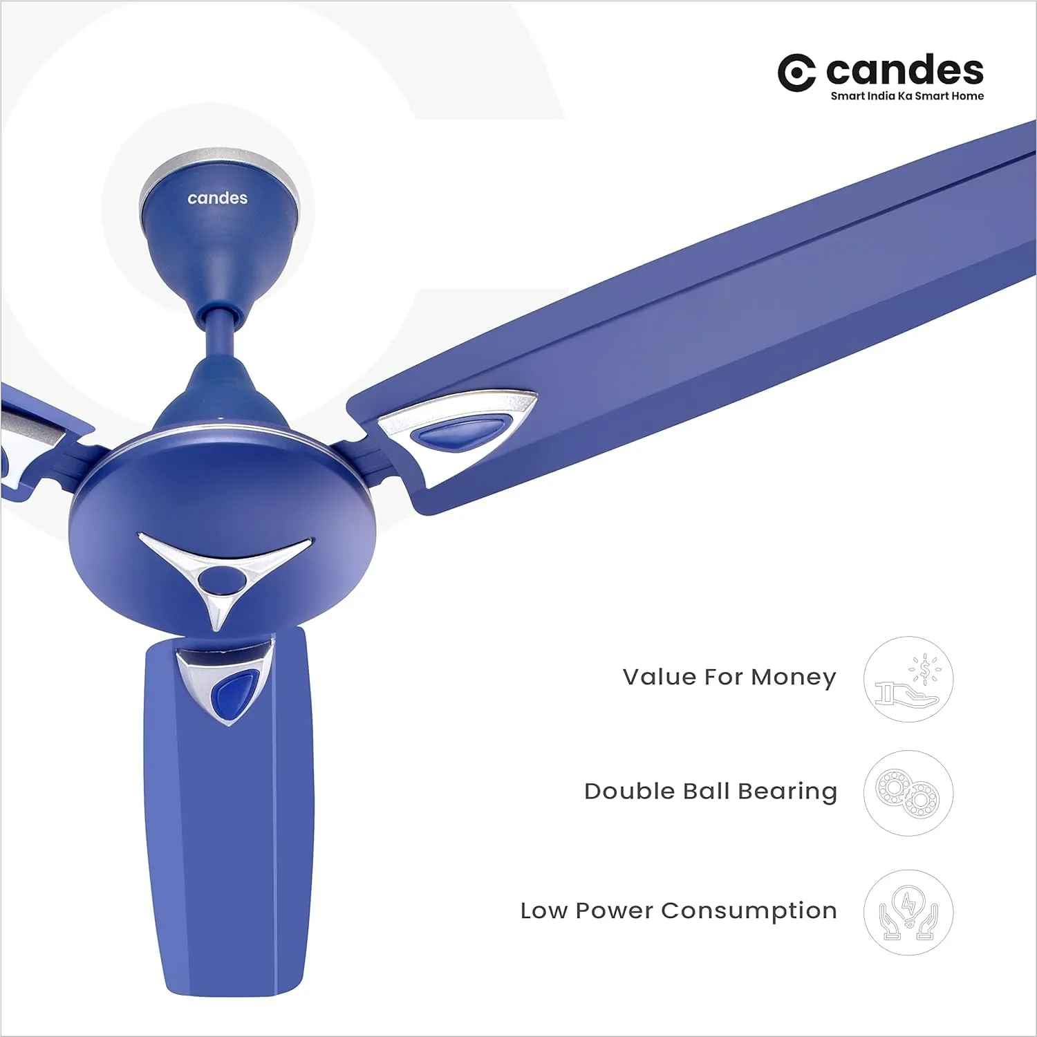 Candes Star Ceiling Fans for Home 1200mm / 48 inch | BEE 3 Star Rated, Noiseless & Energy Efficient, High Air Delivery | 1 1 Years Warranty | Silver Blue, Pack of 2