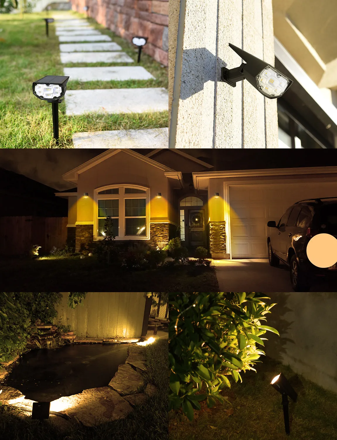 CD246 Solar Spot Lights Outdoor 6 Pack Warm White