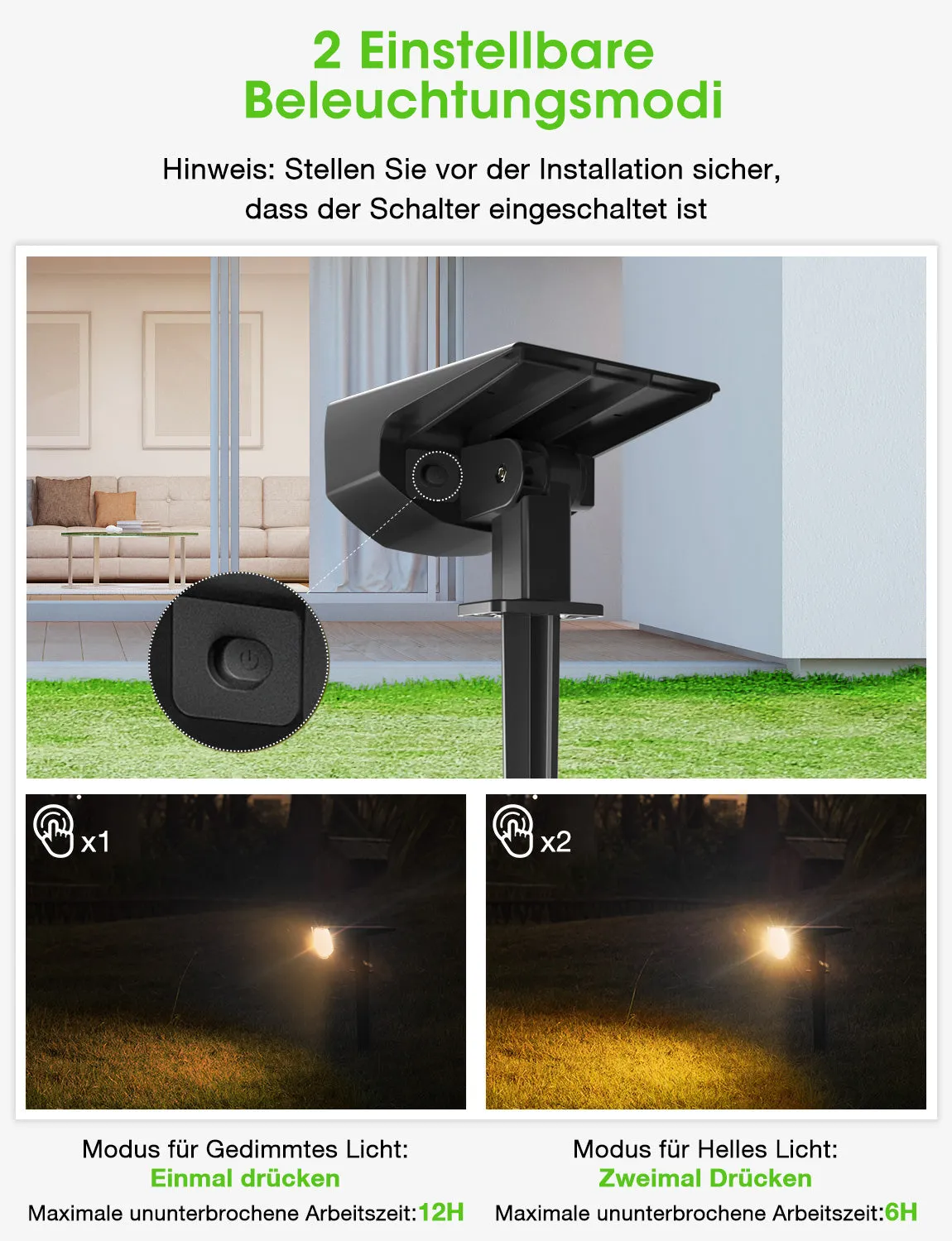 CD246 Solar Spot Lights Outdoor 6 Pack Warm White