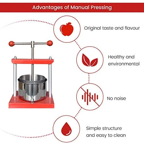 Cheese Tincture Herb Fruit Wine Manual Press - 1.6 Gallon Stainless Steel Barrels Press Machine for Juice, Vegetable,Wine,Olive Oil