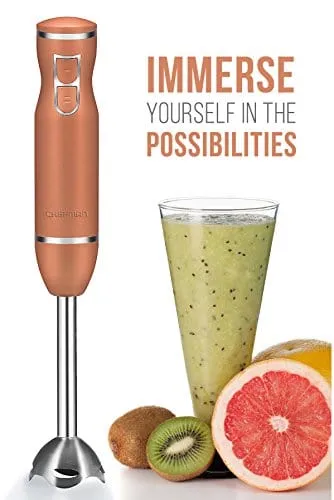 Chefman With Stainless Steel Shaft & Blades Powerful Ice Crushing 2-Speed Control One Hand-Mixer, Purees Smoothie, Sauces & Soups, 300 Watts, Copper