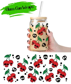 Cherry Skulls Wrap for 16/20 oz Cups - UV DTF or Sublimation (SHIPS IN 3-7 BUS DAYS)