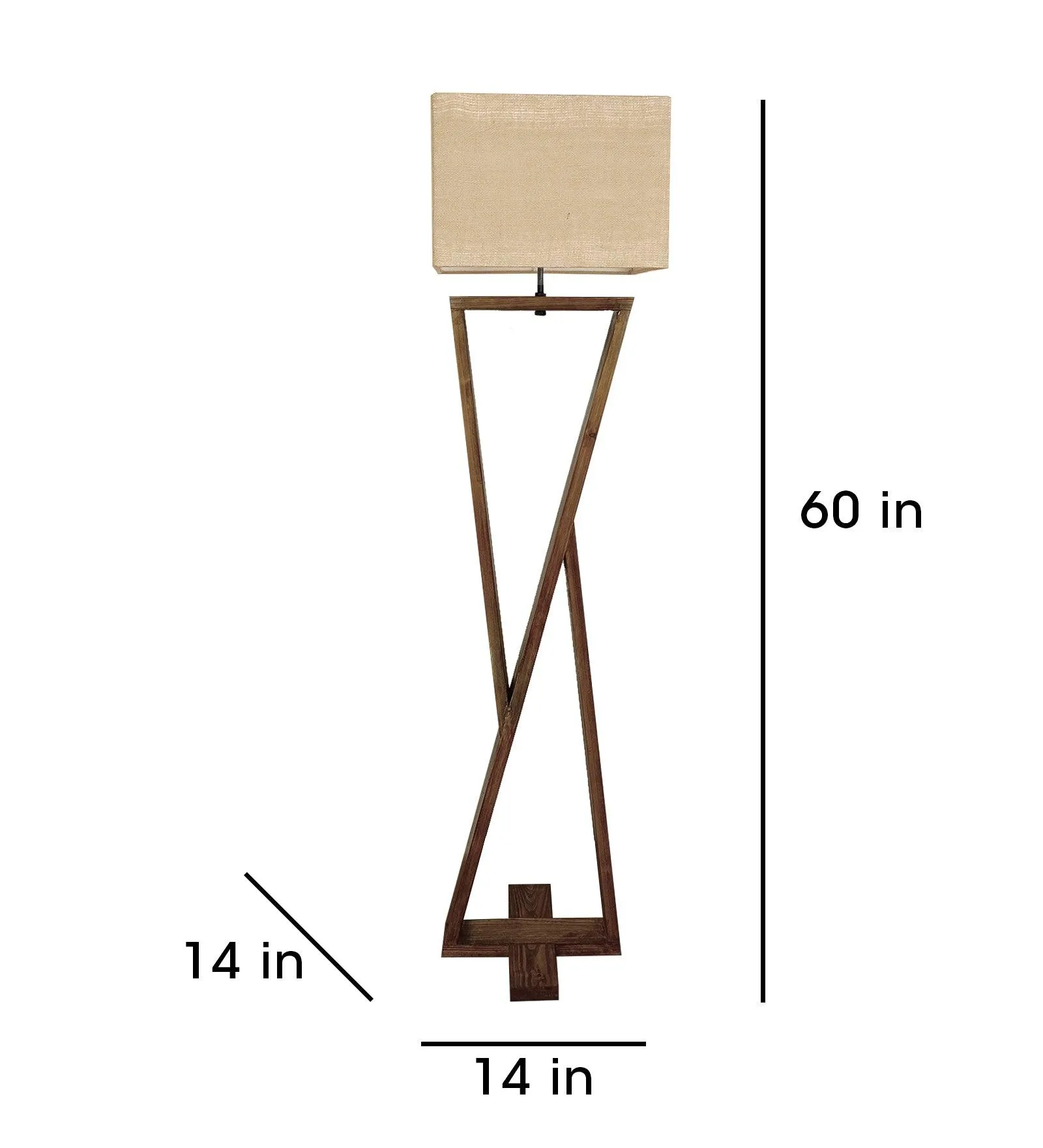 Chloe Wooden Floor Lamp with Brown Base and Jute Fabric Lampshade