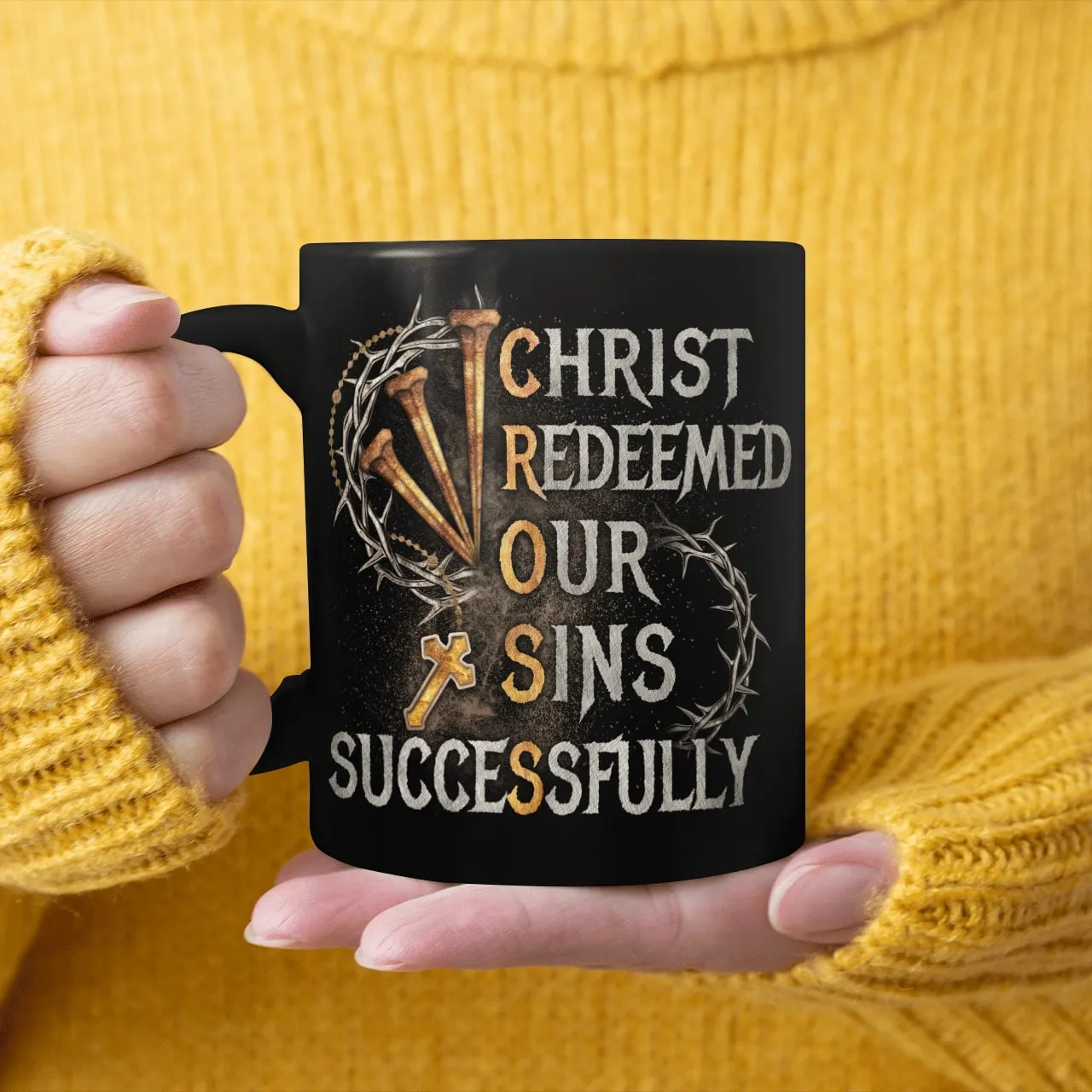 Christ Redeemed Our Sins Successfully, Cross Mug, Jesus Mug, Faith Mug