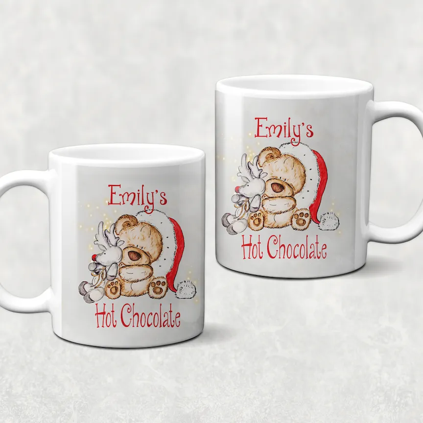 Christmas Bear Personalised Christmas Eve Mug and Coaster Set