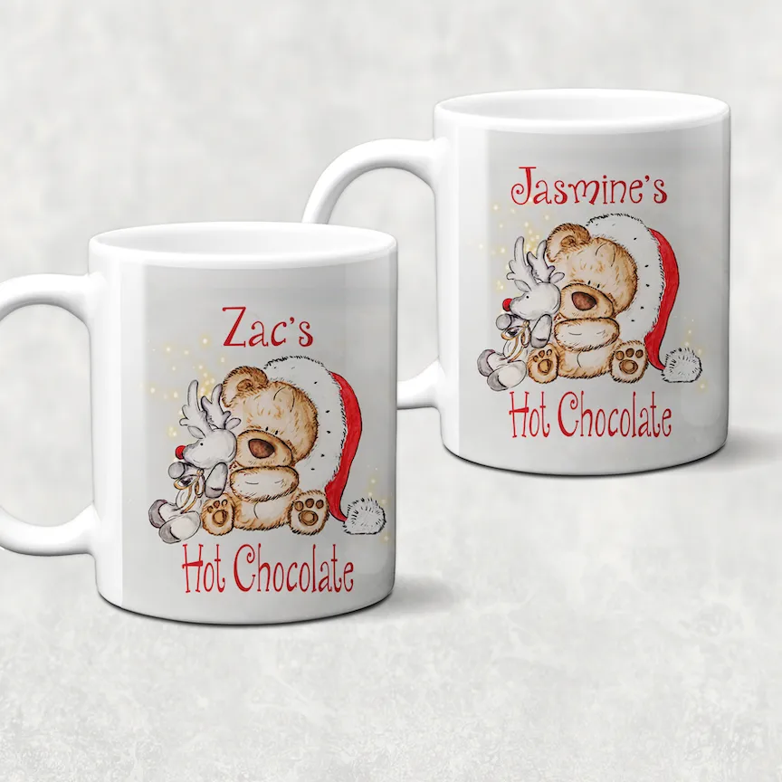 Christmas Bear Personalised Christmas Eve Mug and Coaster Set