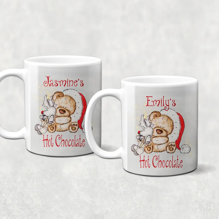 Christmas Bear Personalised Christmas Eve Mug and Coaster Set