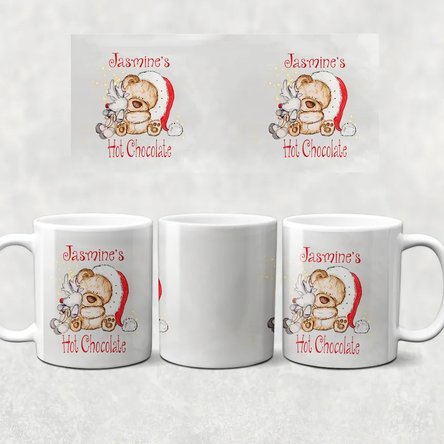 Christmas Bear Personalised Christmas Eve Mug and Coaster Set