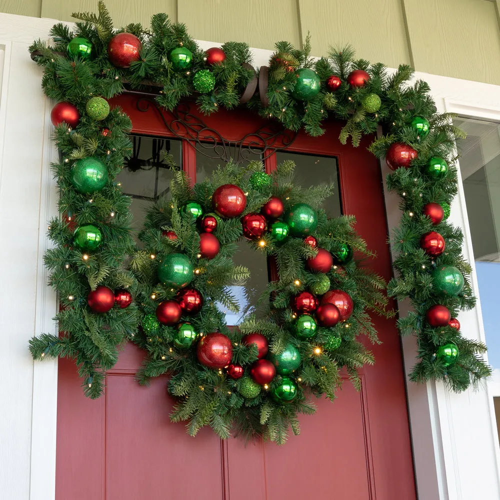 Christmas Cheer Red and Green Garland - 9'