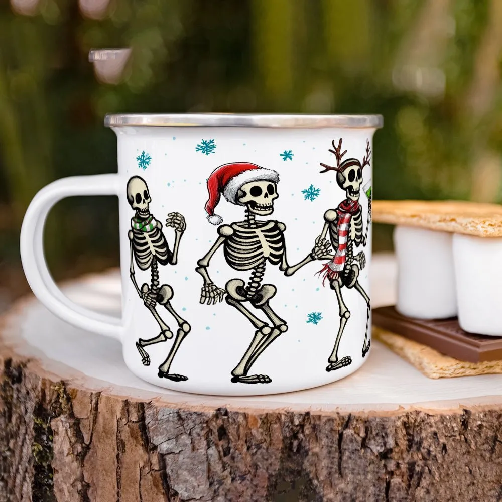 Christmas Dancing Skeletons Camp Mug