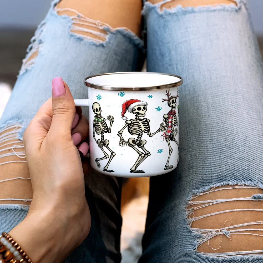 Christmas Dancing Skeletons Camp Mug