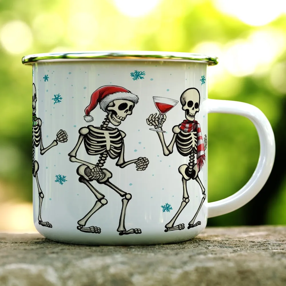 Christmas Dancing Skeletons Camp Mug