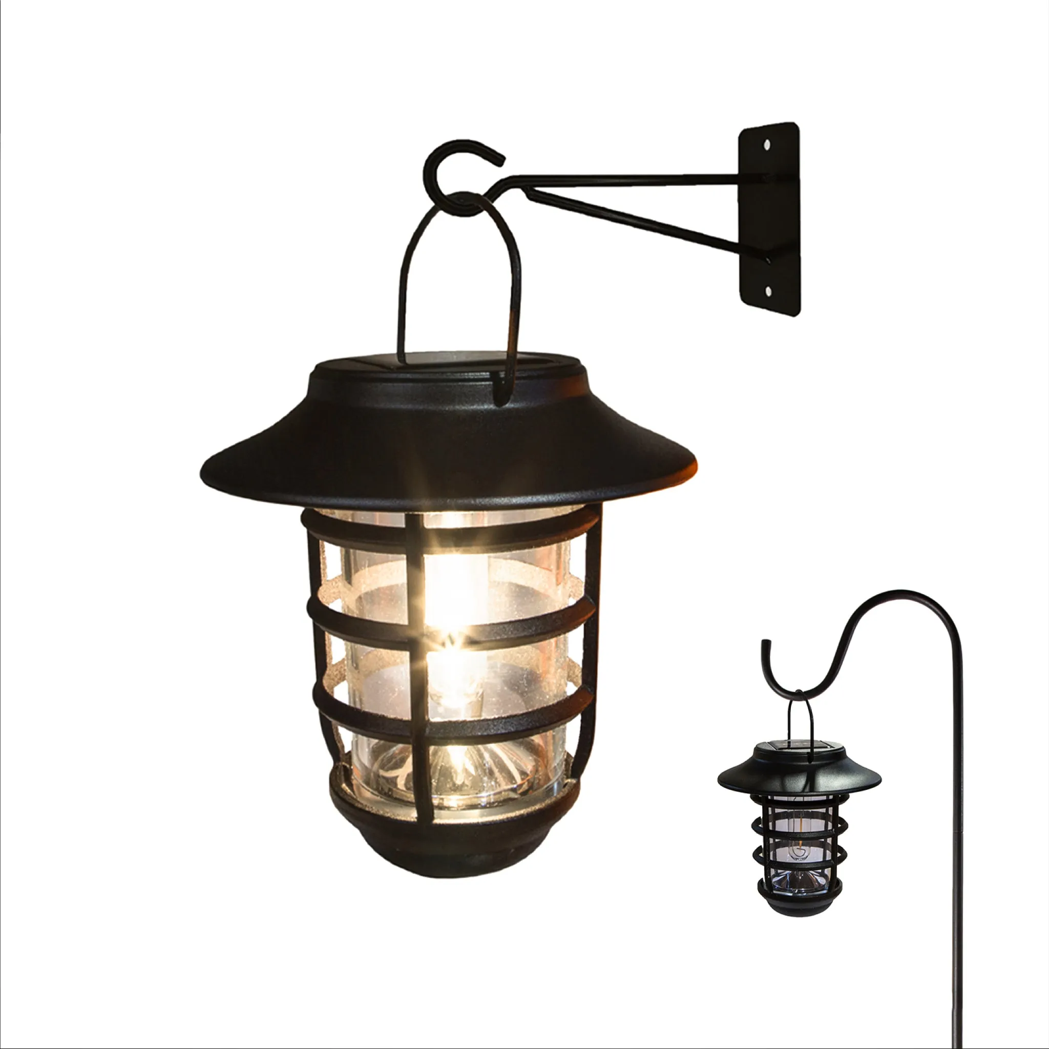 Classy Caps Black Aluminum Nottingham Solar Hanging Coach Light SHW553