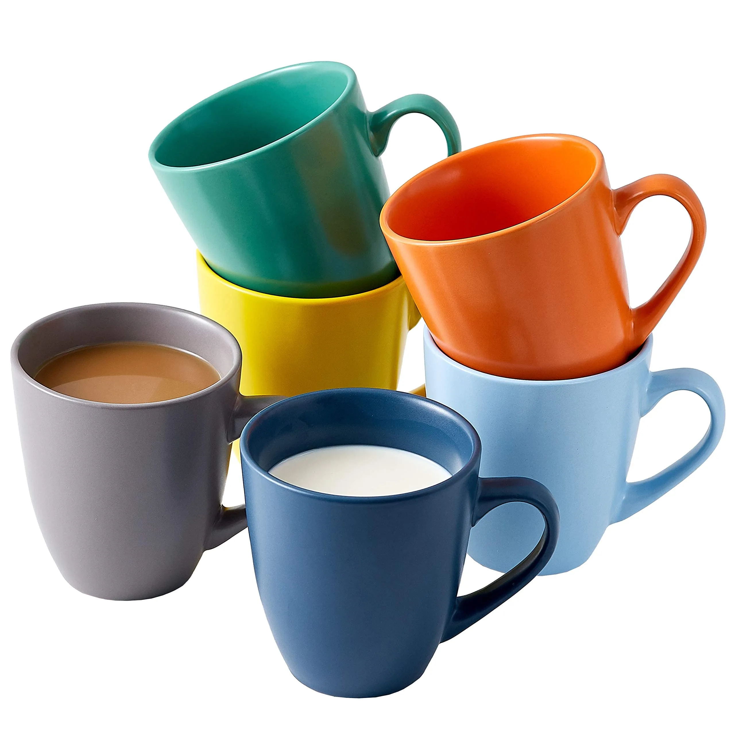 Coffee Mug Set Set of 6 Large-sized 16 Ounce Ceramic Coffee Mugs Restaurant Coffee Mugs