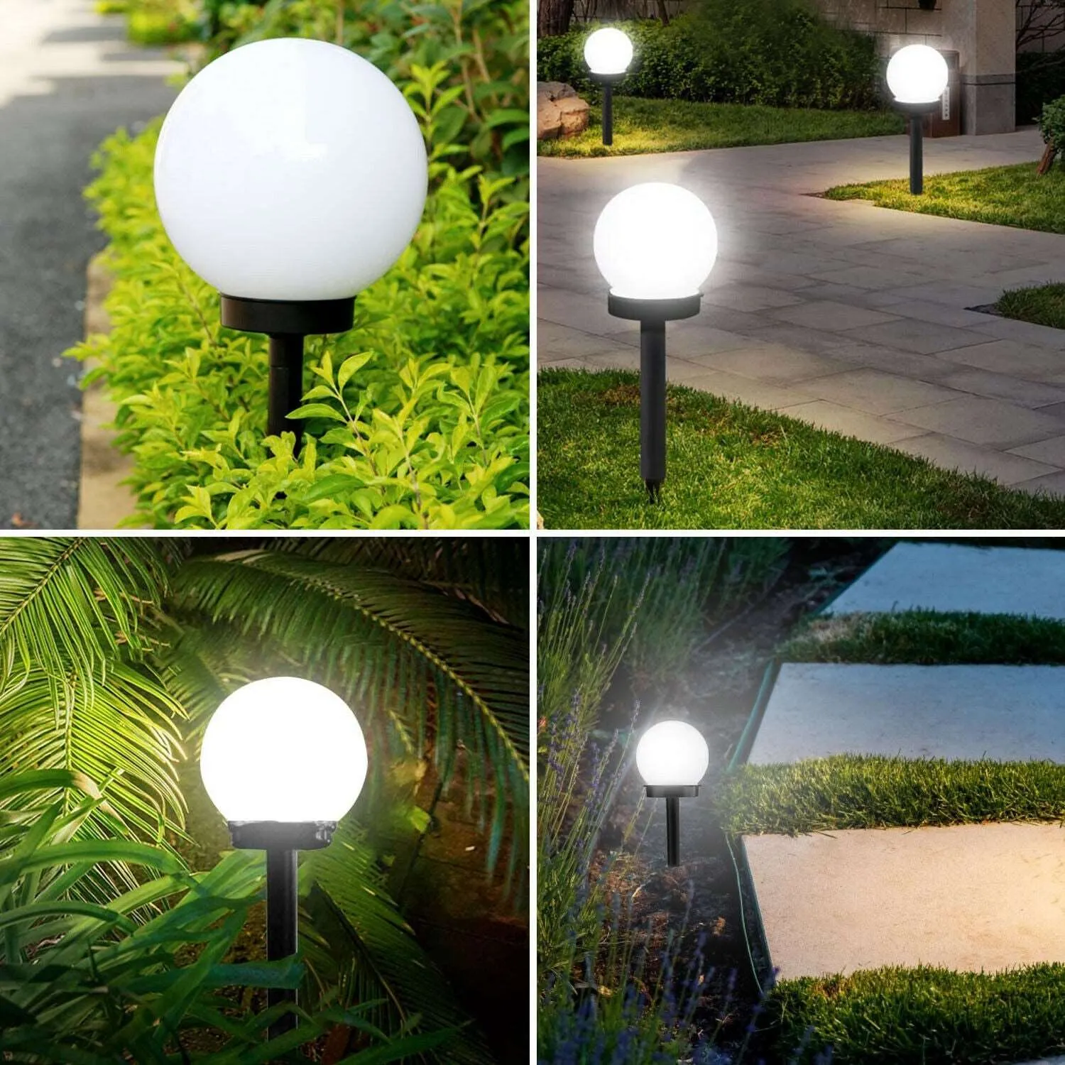 Cold White Solar Pathway Lights for Garden, Lawn, Patio, and Landscape - Decorative Ball Design for Outdoor Lighting