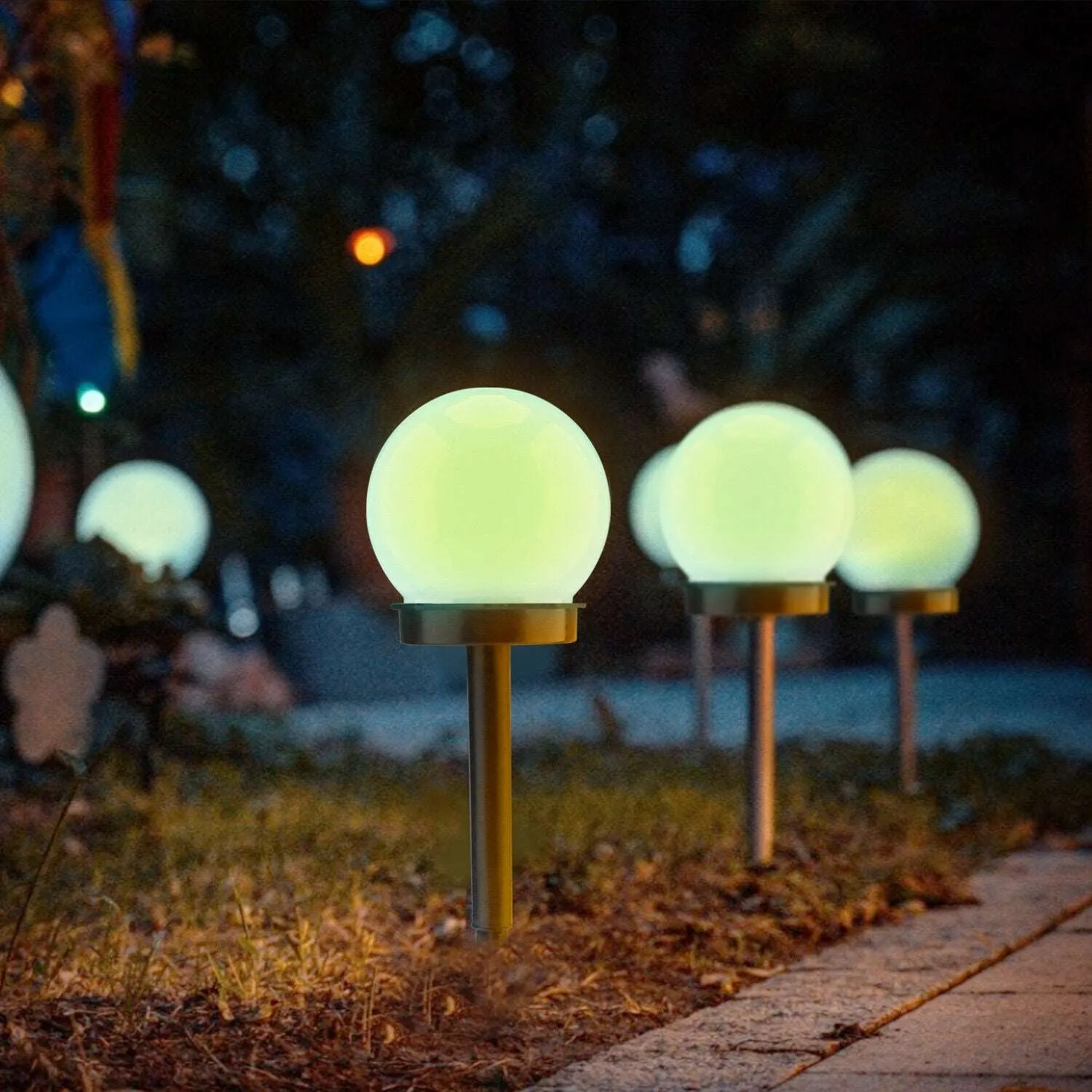 Cold White Solar Pathway Lights for Garden, Lawn, Patio, and Landscape - Decorative Ball Design for Outdoor Lighting