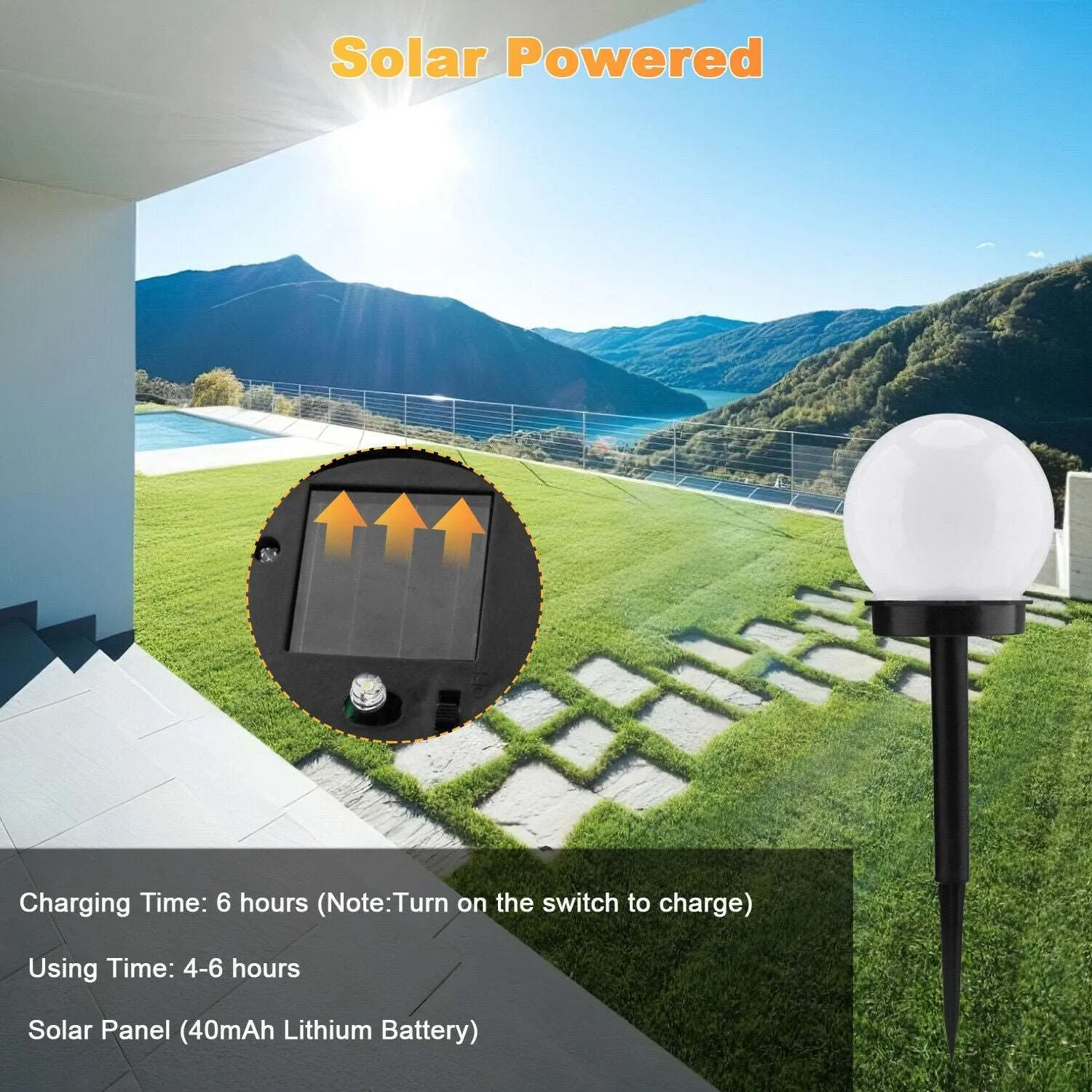 Cold White Solar Pathway Lights for Garden, Lawn, Patio, and Landscape - Decorative Ball Design for Outdoor Lighting