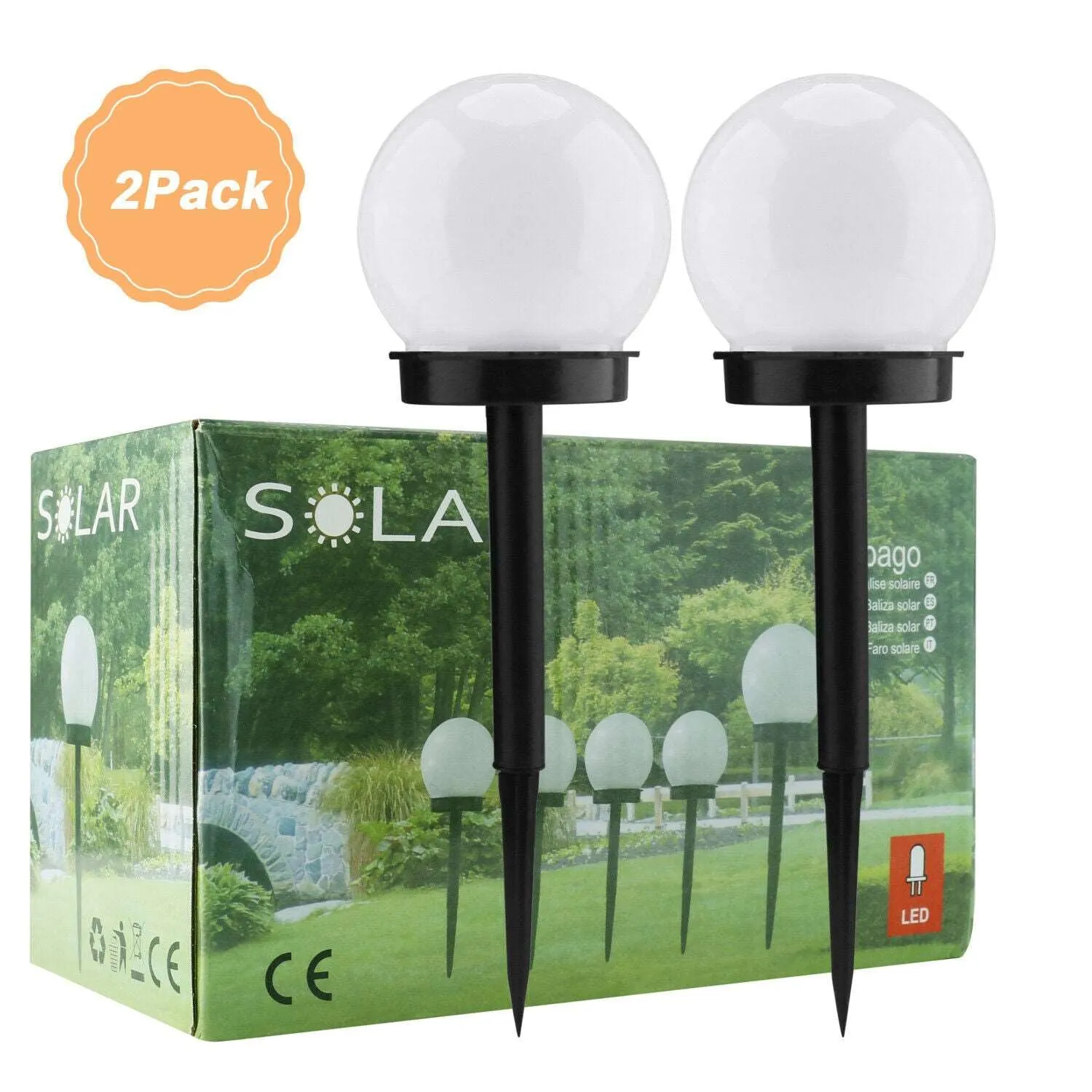 Cold White Solar Pathway Lights for Garden, Lawn, Patio, and Landscape - Decorative Ball Design for Outdoor Lighting