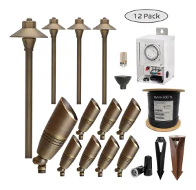 COMBO KIT IV - Solid Brass Outdoor Landscape Pathway & Spot Light Set