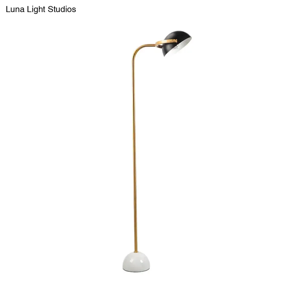 Contemporary Brass Dome Floor Lamp - Adjustable Metallic Reading Light