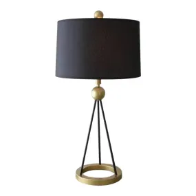 Contemporary Drum-Shaped Black Floor Lamp with Tripod Base