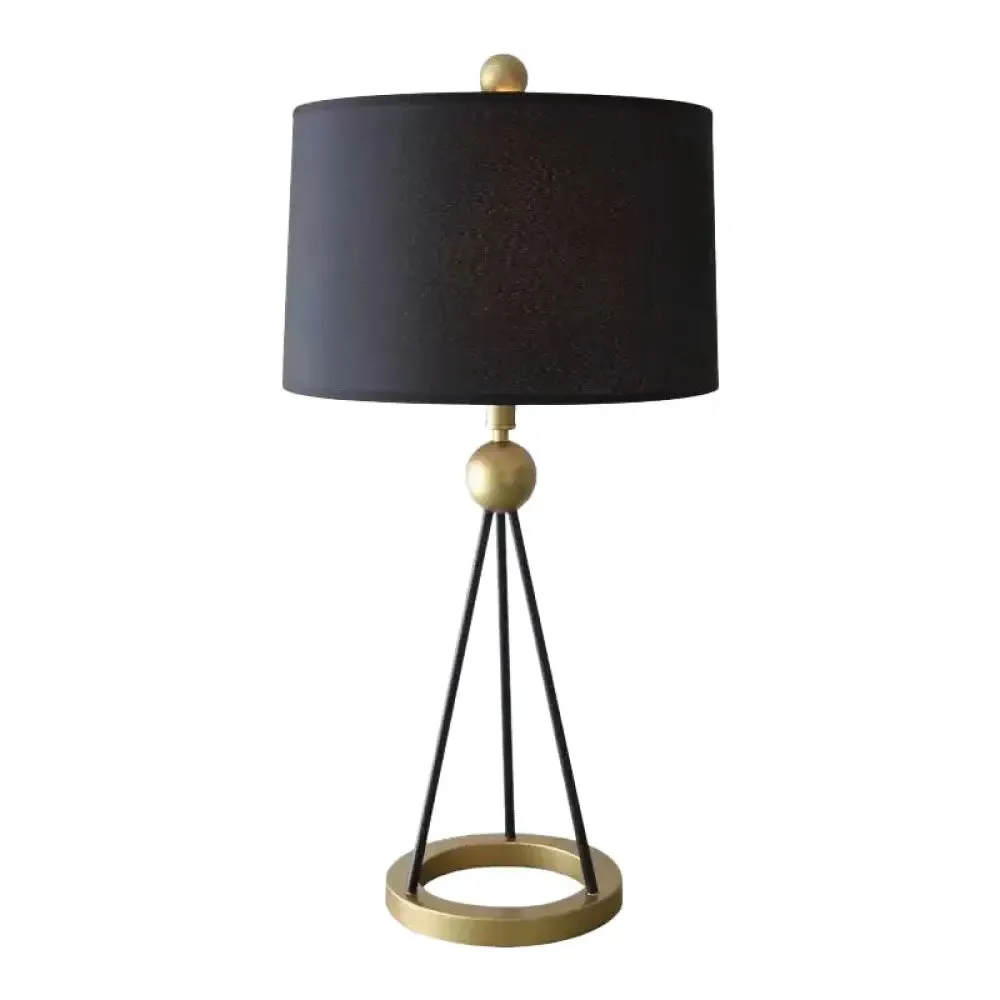 Contemporary Drum-Shaped Black Floor Lamp with Tripod Base