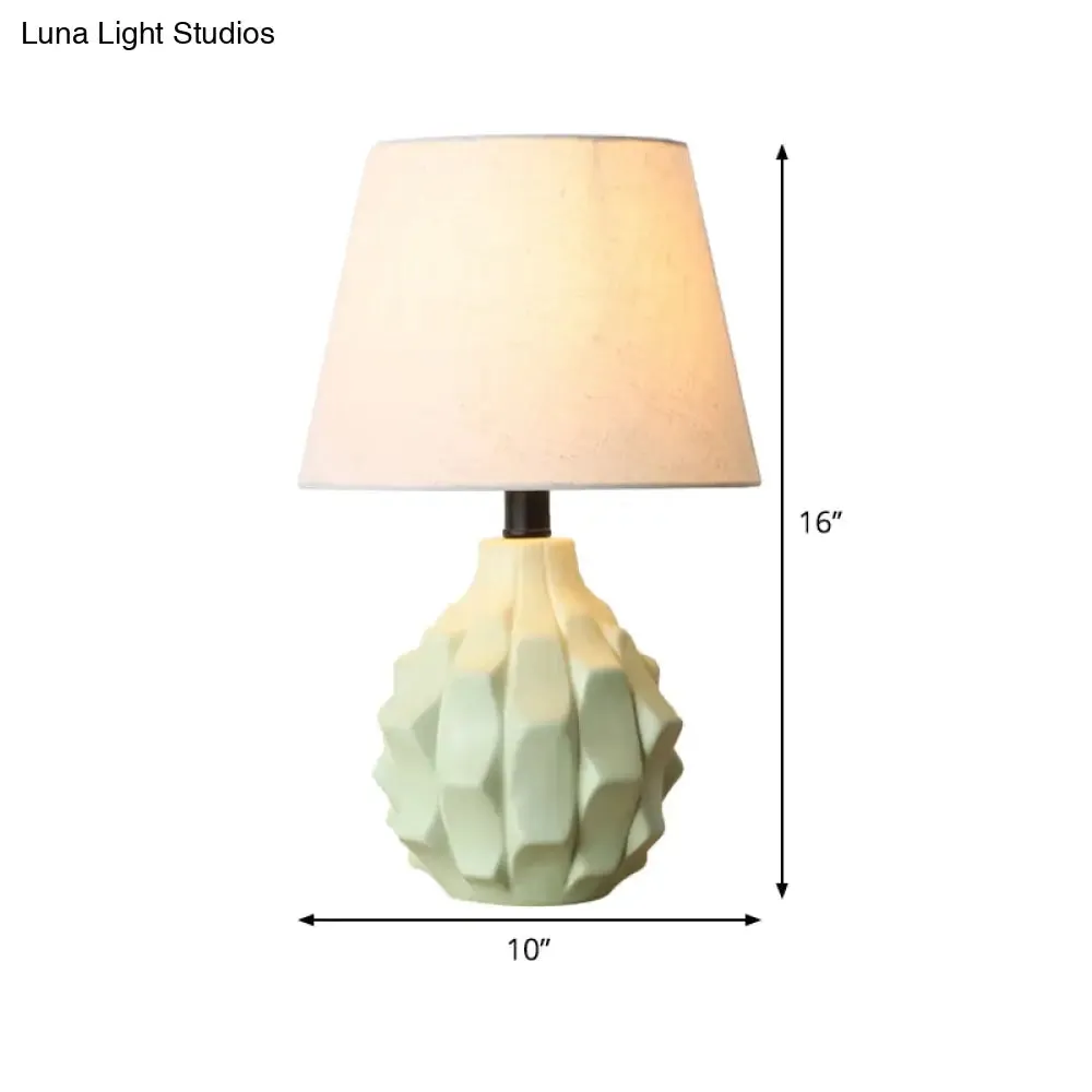 Contemporary Flare Nightstand Lamp with Blue Fabric Shade - Ideal for Reading and Book Light