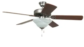 Craftmade BLD52AN5C1 - 52 Inch Ceiling Fan w/Blades & Alabaster Bowl Light Kit Antique Nickel