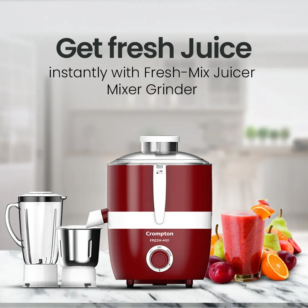 Crompton Freshmix Juicer Mixer Grinder- 500W, 3 Stainless Steel Jars