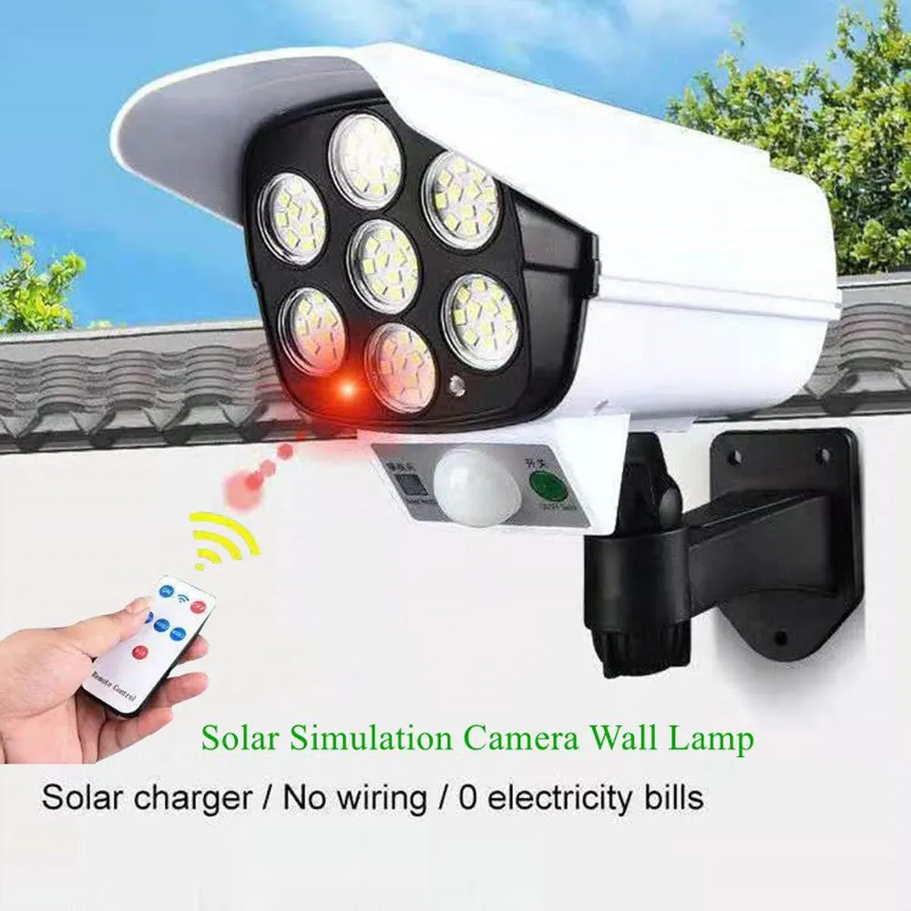 CRONY JD-2178T Solar simulation camera wall lamp Solar Simulation Camera Wall Lamp Remote Control Outdoor Wall Light 3 Modes Motion Sensor