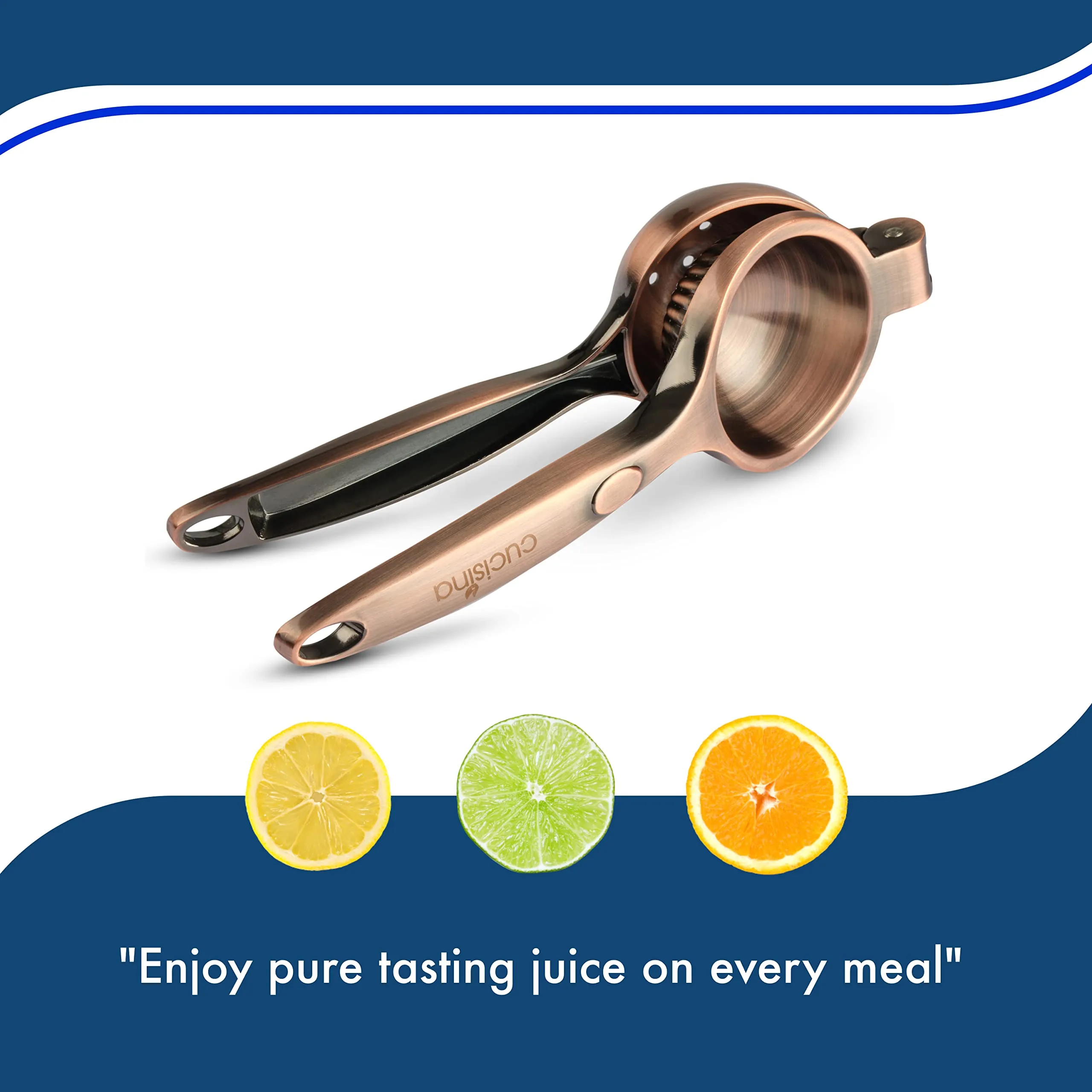 Cucisina Copper Lemon Squeezer, Citrus Juicer - Stainless Steel Lime Press, Lemon Juicer