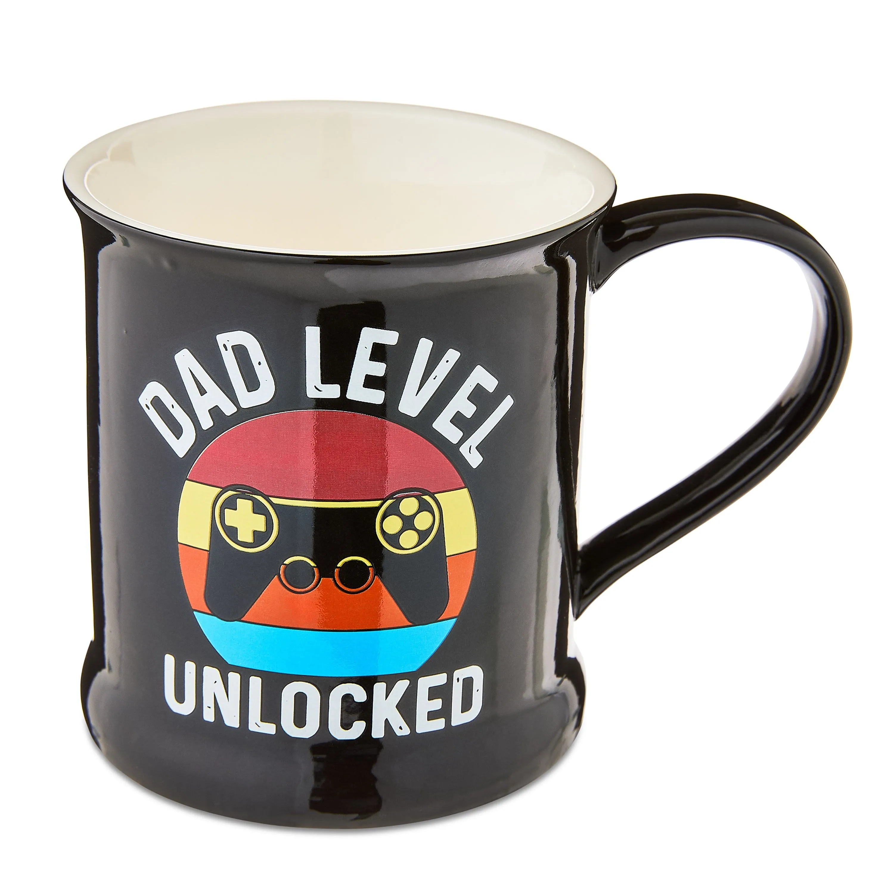 Dad Level Unlocked Black Ceramic Mug, 18 oz, Father's Day Gift