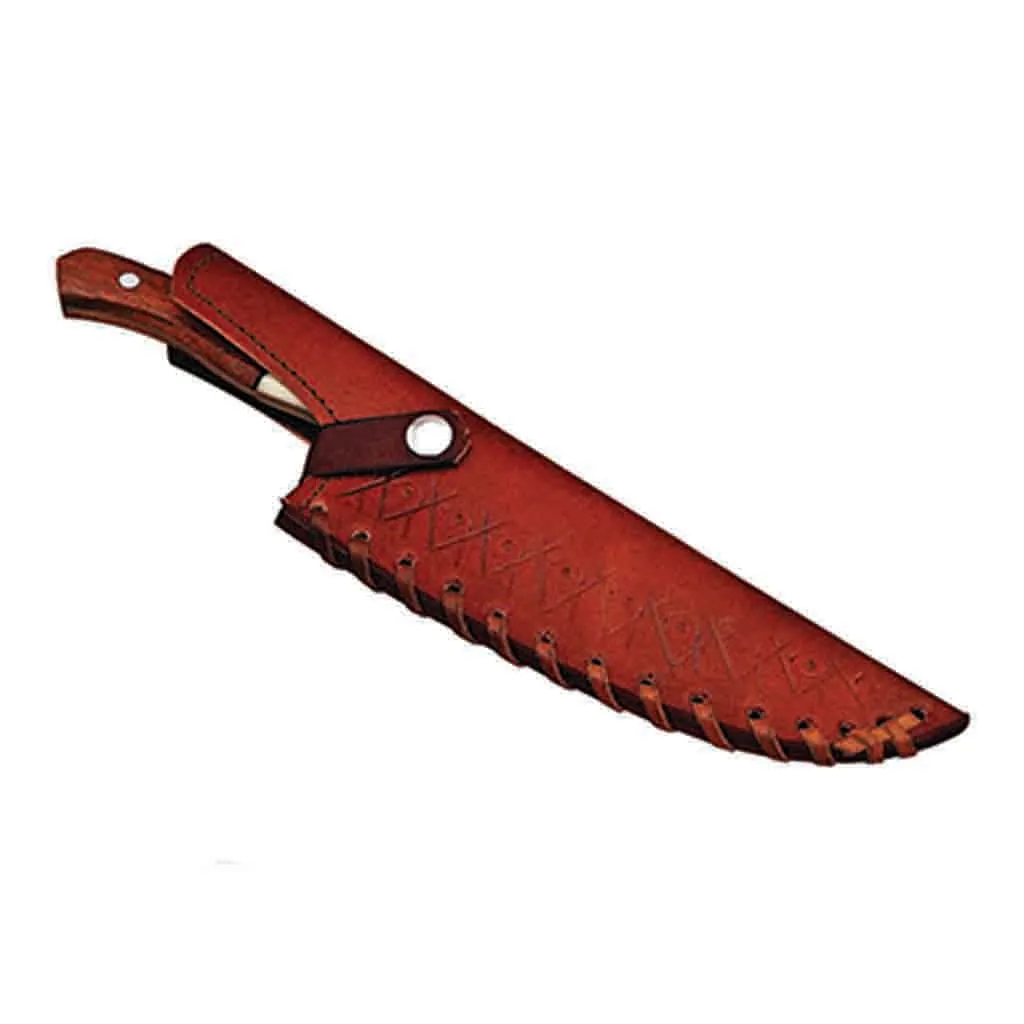 Damascus Chef Knife Twisted Pattern with Bone & Rosewood Handle KCF1102RED