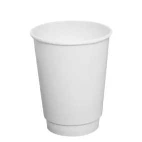 Disposable Coffee Cups - 12oz Insulated Paper Hot Cups - White (90mm) - 500 ct